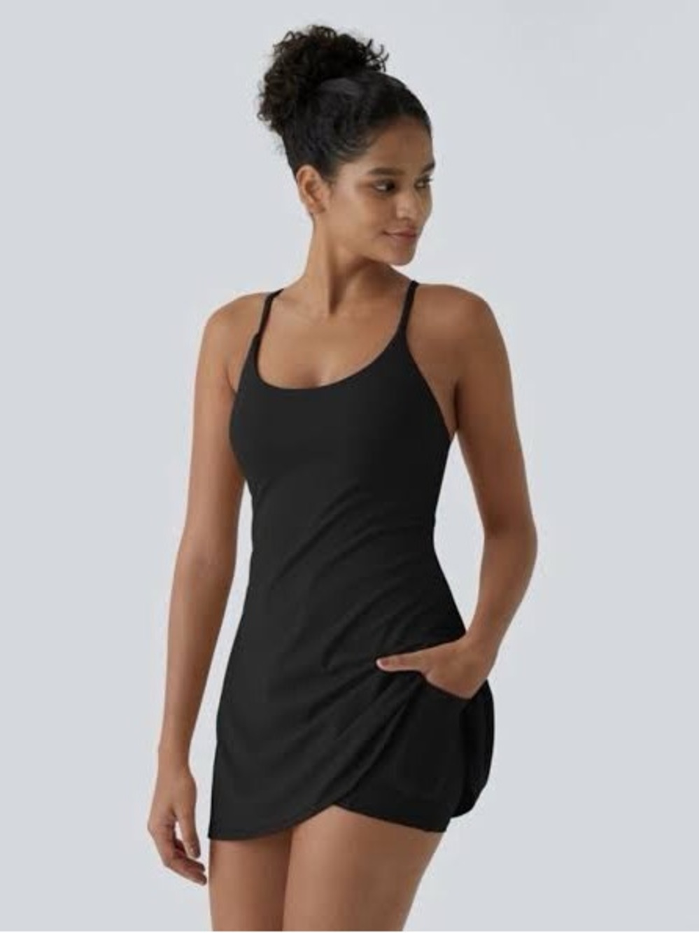 HALARA Black Tennis Dress with Built-In Shorts Size M